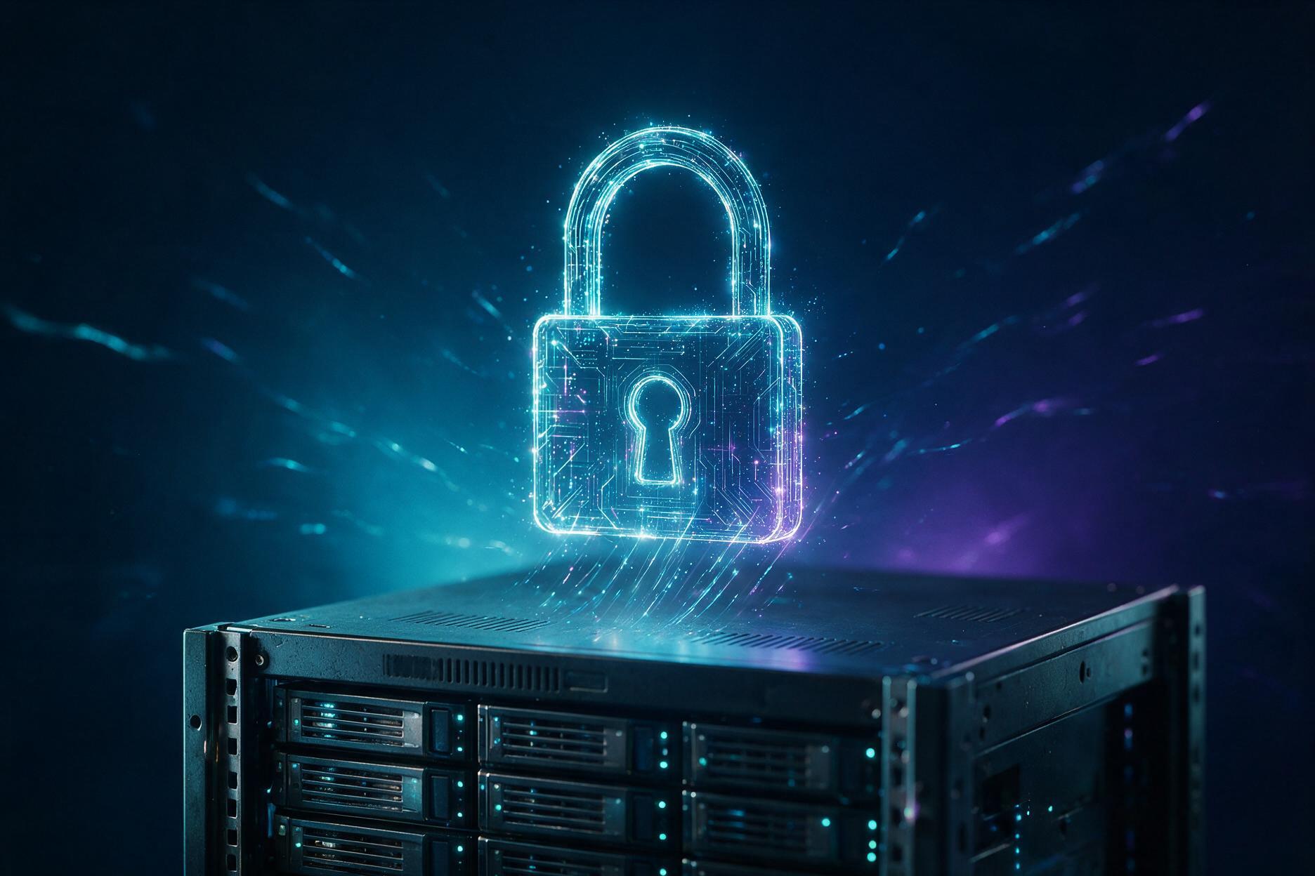 Conceito de cofre digital de credenciais protegendo servidores
